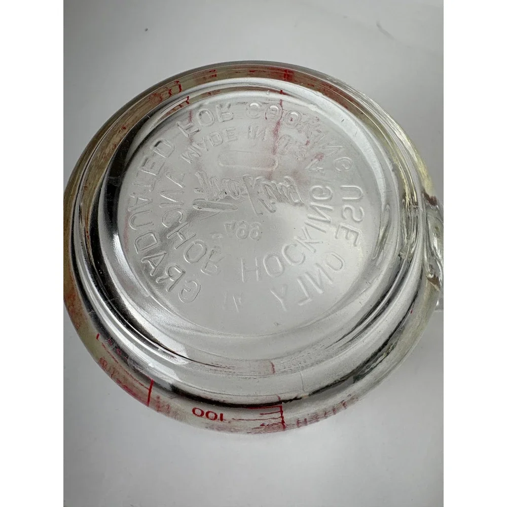 Vtg Fire-King Anchor Hocking 4 Cup Glass Measuring Cup Red Lettering 1 Quart USA
